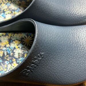 Birkenstock Blue Mules with Floral Insole